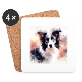Amour Border Collie - Dessous de verre (lot de 4) - blanc - Devant