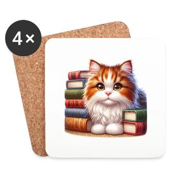 Curiosity in the Stacks - Untersetzer (4er-Set) - Weiß - Vorne