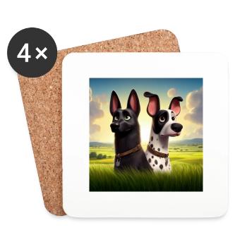 Zwei Hunde, Hund, Hunde - Untersetzer (4er-Set) - Weiß - Vorne