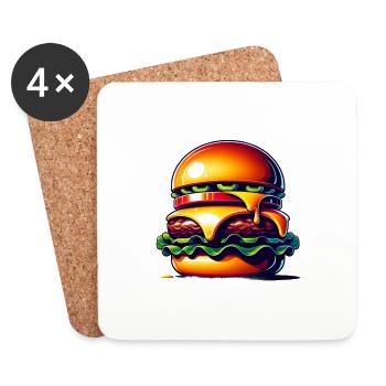 Lecker Burger! - Untersetzer (4er-Set) - Weiß - Vorne