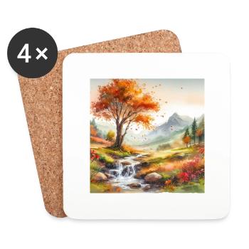 Quiet creek in the countryside with tree - Coasters (set of 4) - white - Front