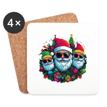 Coole Weihnachtsmänner mit Sonnenbrille - Untersetzer (4er-Set) - Weiß - Vorne