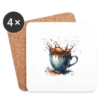 Coffee Splashes: Artistic Cup Illustration - Coasters (set of 4) - white - Front