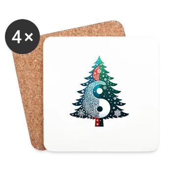 Weihnachtbaum im Yin und Yang - Harmonisch - Untersetzer (4er-Set) - Weiß - Vorne