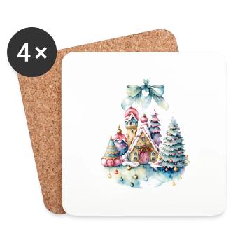 sanfte Pastell- Winterlandschaft 💕 - Untersetzer (4er-Set) - Weiß - Vorne