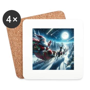 Weihnachtlicher Nikolausdruck - Geschenkidee - Untersetzer (4er-Set) - Weiß - Vorne