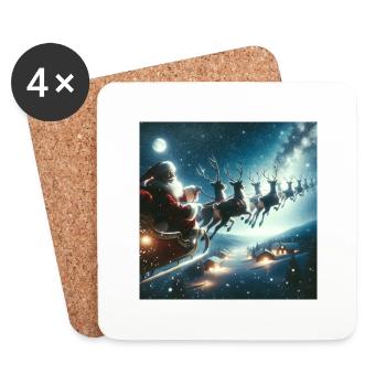Weihnachtlicher Nikolausdruck - Geschenkidee - Untersetzer (4er-Set) - Weiß - Vorne