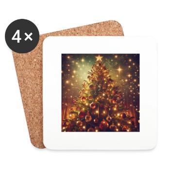 Weihnachtsbaum Druck auf Accessoires - Untersetzer (4er-Set) - Weiß - Vorne