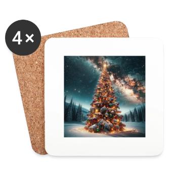 Weihnachtsbaum Druck - Weihnachtsgeschenke - Untersetzer (4er-Set) - Weiß - Vorne