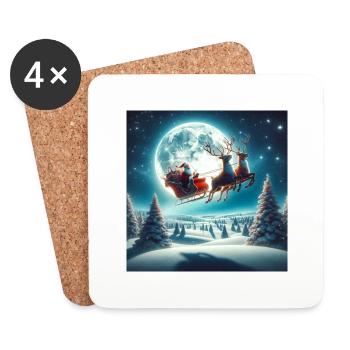 Weihnachtlicher Nikolausdruck - Geschenkidee - Untersetzer (4er-Set) - Weiß - Vorne