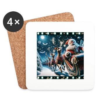 Weihnachtlicher Nikolausdruck - Geschenkidee - Untersetzer (4er-Set) - Weiß - Vorne
