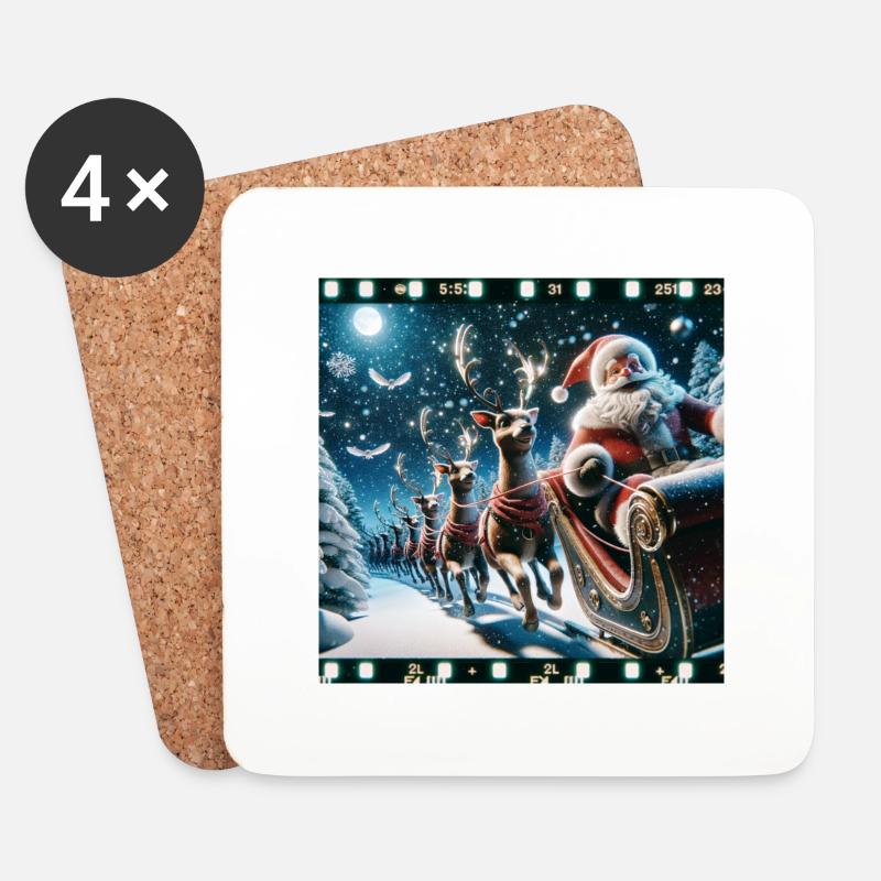 Weihnachtlicher Nikolausdruck - Geschenkidee - Untersetzer (4er-Set) - Weiß