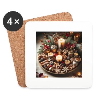 Weihnachtliche Leckereien - Weihnachtsgeschenkidee - Untersetzer (4er-Set) - Weiß - Vorne