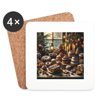 Weihnachtliche Leckereien - Weihnachtsgeschenkidee - Untersetzer (4er-Set) - Weiß - Vorne