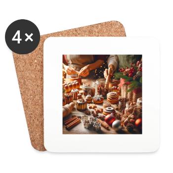 Weihnachtliche Leckereien - Weihnachtsgeschenkidee - Untersetzer (4er-Set) - Weiß - Vorne