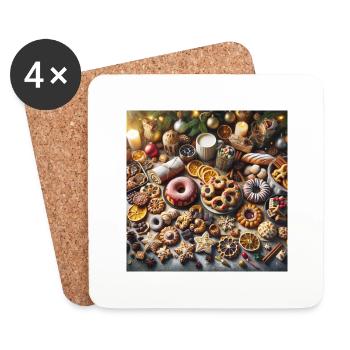 Weihnachtliche Leckereien - Weihnachtsgeschenkidee - Untersetzer (4er-Set) - Weiß - Vorne