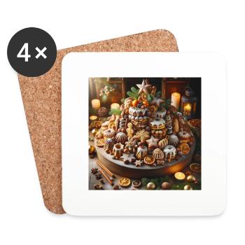 Weihnachtliche Leckereien - Weihnachtsgeschenkidee - Untersetzer (4er-Set) - Weiß - Vorne