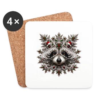 Raccoon Christmas Motif - Coasters (set of 4) - white - Front