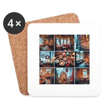 Café d’hiver - Dessous de verre (lot de 4) - blanc - Devant