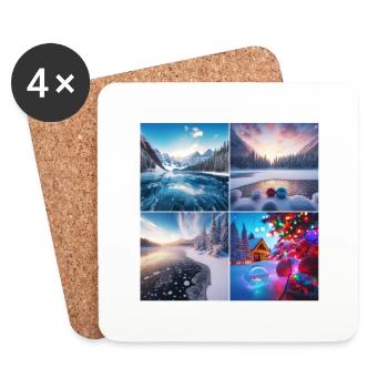 Noël au bord du lac - Dessous de verre (lot de 4) - blanc - Devant