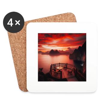 Ein Café im Sonnenuntergang am Rande der Welt - Untersetzer (4er-Set) - Weiß - Vorne