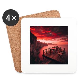 Ein Café im Sonnenuntergang am Rande der Welt - Untersetzer (4er-Set) - Weiß - Vorne