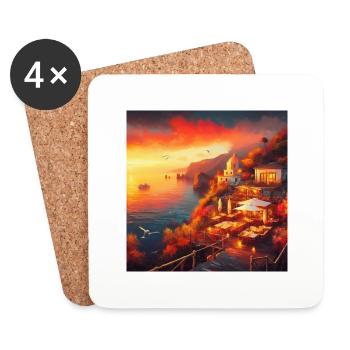 Ein Café im Sonnenuntergang am Rande der Welt - Untersetzer (4er-Set) - Weiß - Vorne