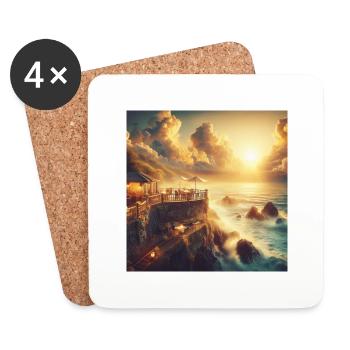 Ein Café im Sonnenuntergang am Rande der Welt - Untersetzer (4er-Set) - Weiß - Vorne