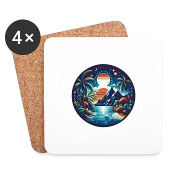 Nuit tropicale - Dessous de verre (lot de 4) - blanc - Devant