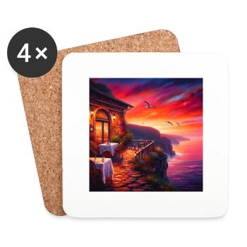 A café at the edge of the world - Coasters (set of 4) - white - Front