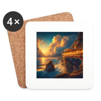 A café at the edge of the world - Coasters (set of 4) - white - Front