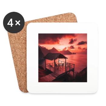 A café at the edge of the world - Coasters (set of 4) - white - Front