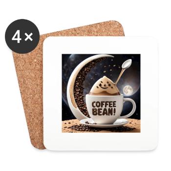 Coffee Bean Moon Cup - Coasters (set of 4) - white - Front