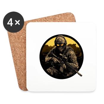 Army Soldier Sniper Soldat Logo - Untersetzer (4er-Set) - Weiß - Vorne