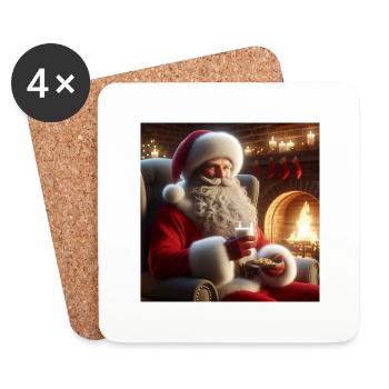 Der Weihnachtsmann bekommt Milch und Kekse - Untersetzer (4er-Set) - Weiß - Vorne