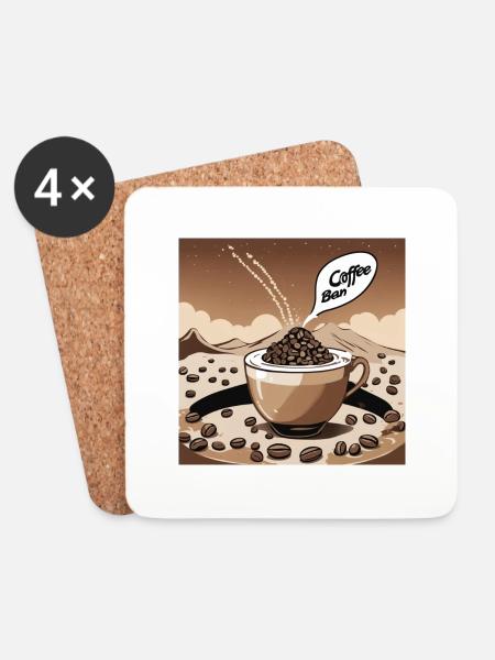 Coffee Bean Art - Coasters (set of 4) - white