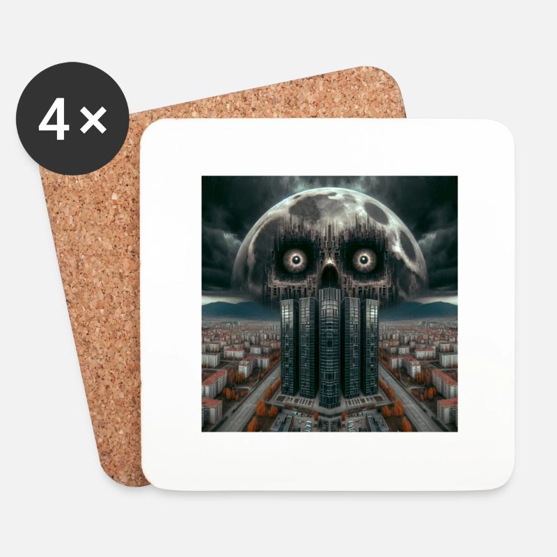Spooky Moon - Coasters (set of 4) - white