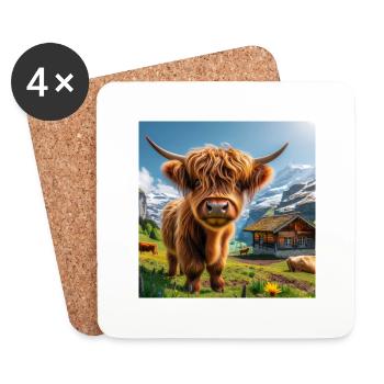 Highland cow, looking even cuter and sweeter - Coasters (set of 4) - white - Front