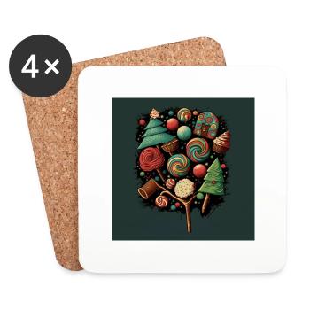 yule logs and vintage candy - Coasters (set of 4) - white - Front