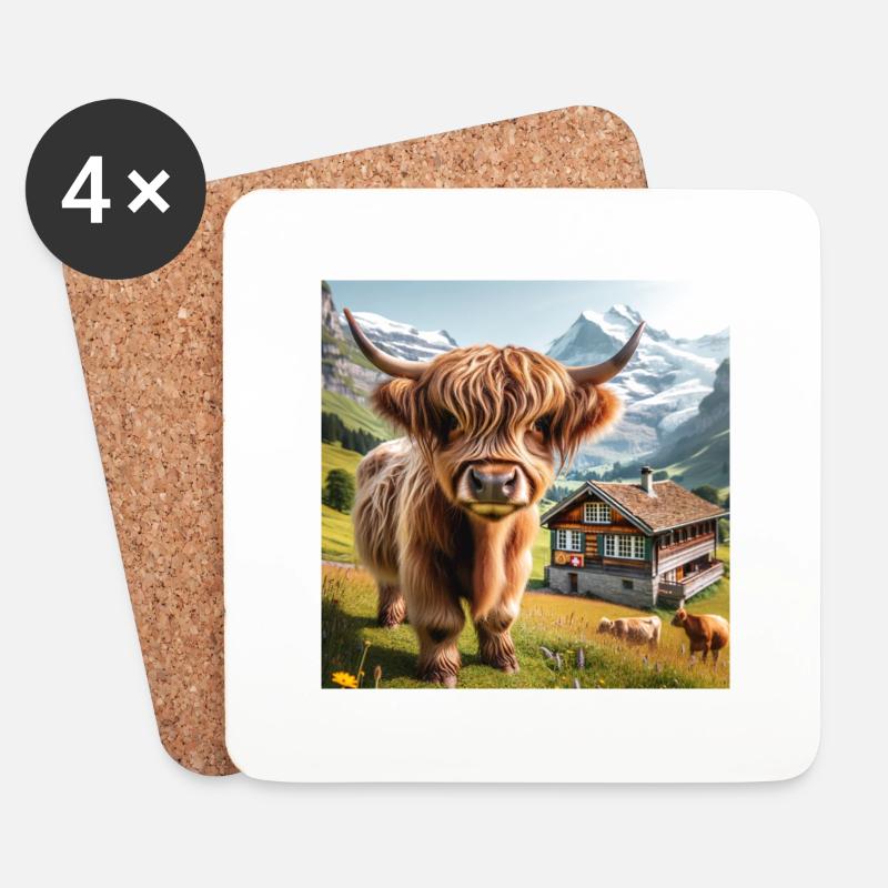 Highland cow with long shaggy fur - Untersetzer (4er-Set) - Weiß