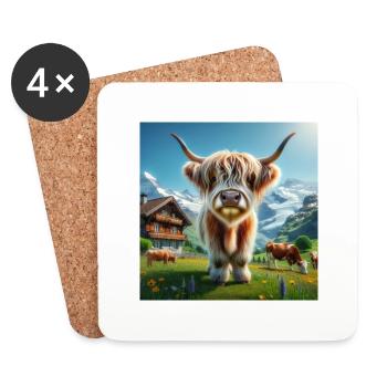 Highland cow with large impressive horns - Untersetzer (4er-Set) - Weiß - Vorne