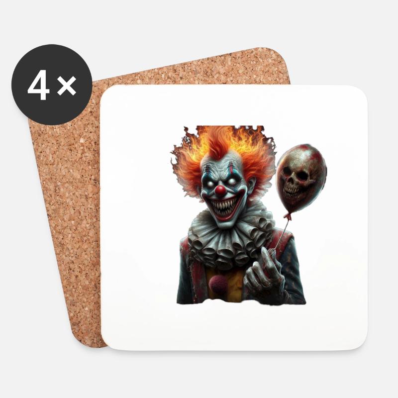 Albtraumclown - Untersetzer (4er-Set) - Weiß