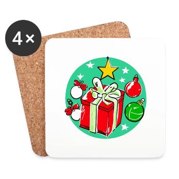 Christmas Gift Box & Decorations - Coasters (set of 4) - white - Front
