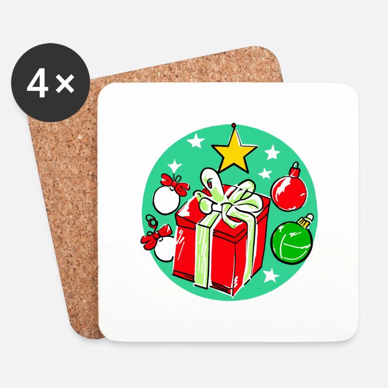 Weihnachtsgeschenkbox & Dekorationen - Untersetzer (4er-Set) - Weiß