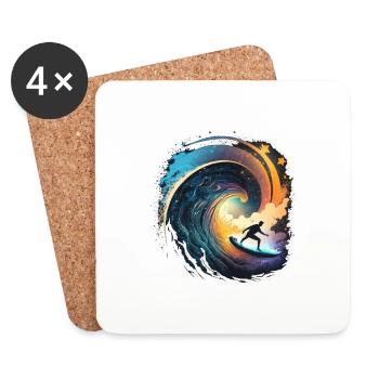 Surfen - Untersetzer (4er-Set) - Weiß - Vorne