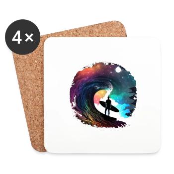 surfeur - Dessous de verre (lot de 4) - blanc - Devant