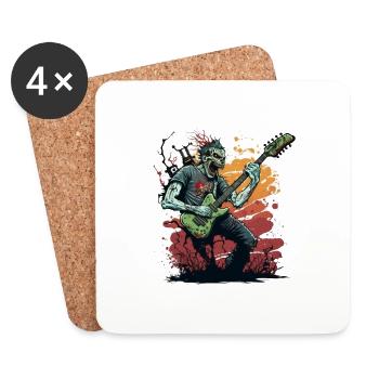 zombie with rock guitar - Coasters (set of 4) - white - Front
