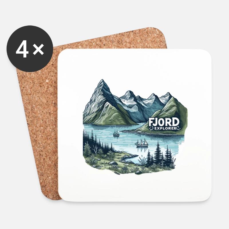 Fjord-Entdecker - Untersetzer (4er-Set) - Weiß