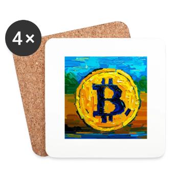 Van Gogh Bitcoin - Untersetzer (4er-Set) - Weiß - Vorne