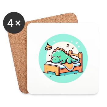 Schlafender Dino kleines Baby - Untersetzer (4er-Set) - Weiß - Vorne